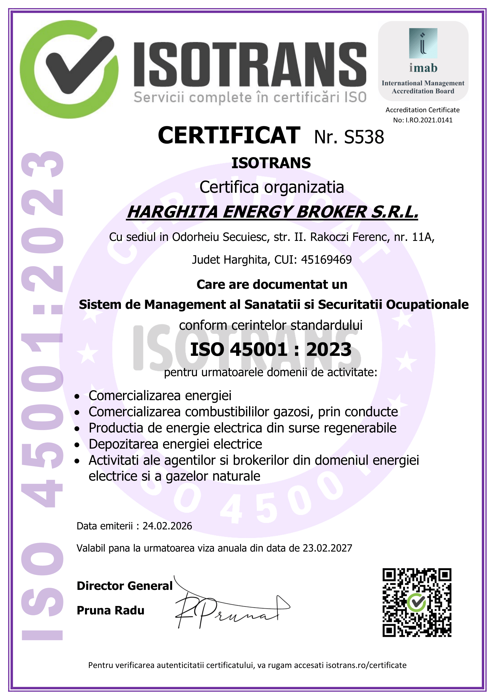 Certificat ISOTRANS