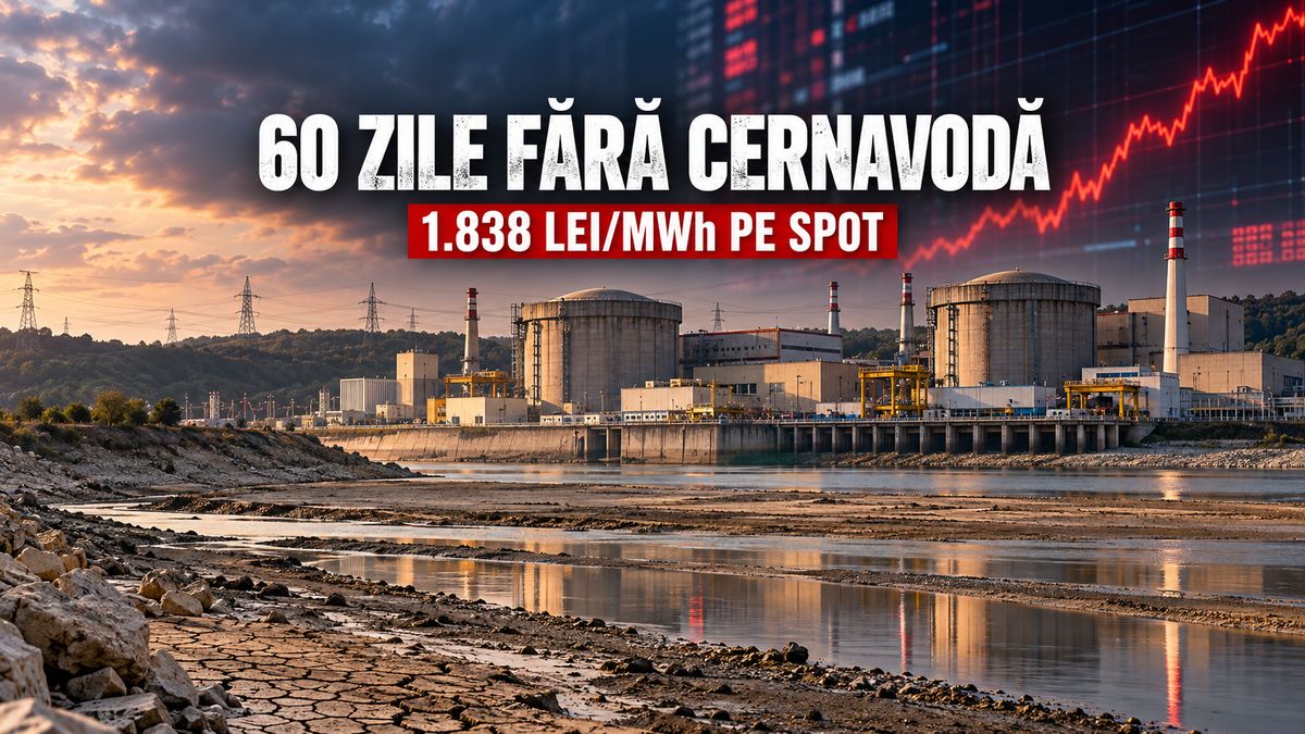 România, de 60 de zile fără Cernavodă: prețul electricității ajunge la 1.838 lei/MWh pe piața spot